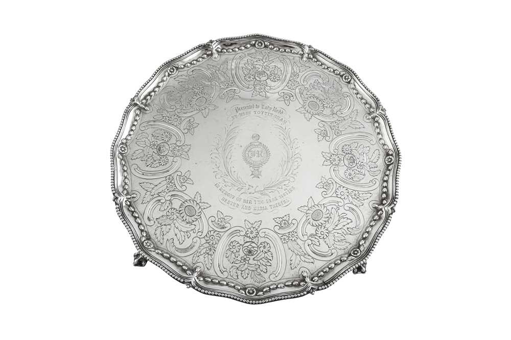 Lot 603 - A George III sterling silver salver, London 1773 by Richard Rugg