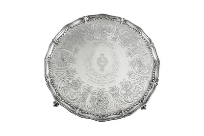 Lot 603 - A George III sterling silver salver, London 1773 by Richard Rugg