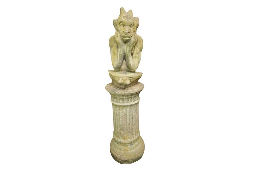 Lot 224 - A CONTEMPORARY RECONSTITUTED STONE GARDEN STATUE MODELLED AS A GROTESQUE