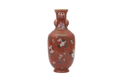 Lot 554 - A CHINESE COPPER-RED ENAMELLED VASE.