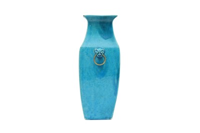 Lot 70 - A CHINESE TURQUOISE SQUARE-SECTION VASE.