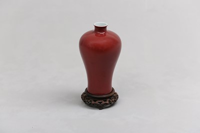 Lot 93 - A CHINESE COPPER RED-GLAZED VASE, MEIPING.