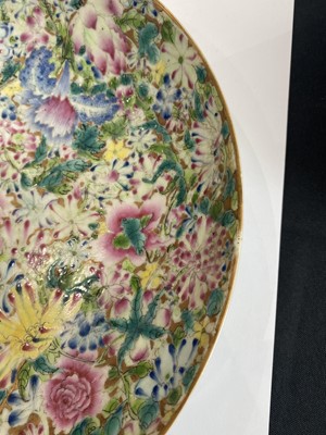 Lot 775 - A PAIR OF CHINESE FAMILLE ROSE 'MILLEFLEURS' DISHES.