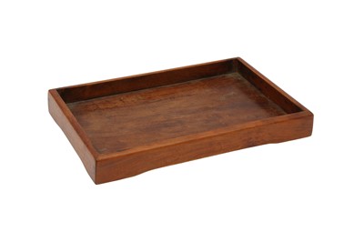 Lot 263 - A CHINESE CARVED WOOD RECTANGULAR TRAY.
