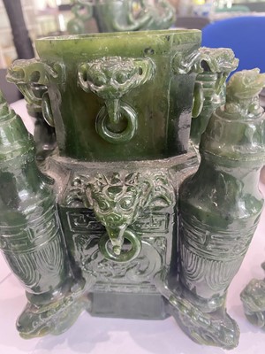Lot 513 - A CHINESE SPINACH-GREEN 'DRAGON' VASE.