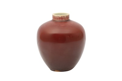 Lot 88 - A CHINESE RED-GLAZED JAR.