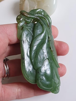 Lot 190 - GROUP OF EIGHT CHINESE JADE 'VEGETABLE' CARVINGS.