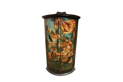 Lot 168 - A GEORGE III PAINTED BOW FRONT WALL HANGING CORNER CABINET