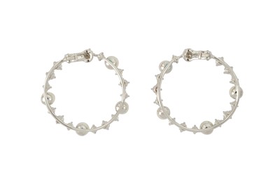 Lot 151 - Chopard | A pair of cultured pearl and diamond earrings