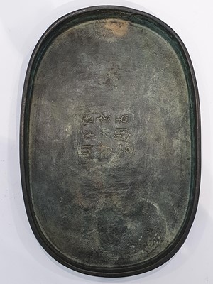 Lot 42 - A CHINESE BRONZE ARCHAISTIC TRAY.
