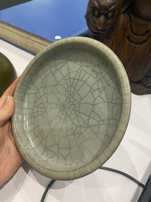 Lot 22 - A CHINESE CRACKLE GLAZED DISH