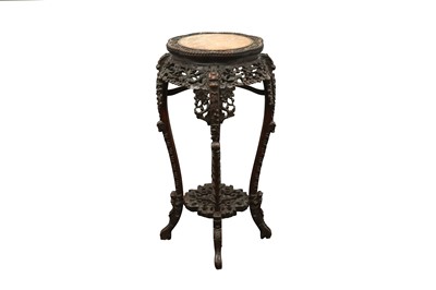 Lot 674 - A CHINESE MARBLE-INLAID JARDINIERE STAND.