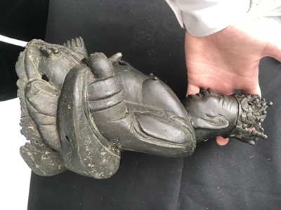 Lot 79 - A CHINESE BRONZE FIGURE OF CROWNED BUDAI HESHANG