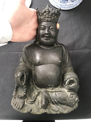 Lot 79 - A CHINESE BRONZE FIGURE OF CROWNED BUDAI HESHANG