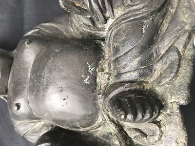 Lot 216 - A CHINESE BRONZE FIGURE OF CROWNED BUDAI HESHANG.