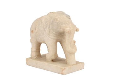 Lot 441 - AN INDIAN CARVED WHITE MARBLE FIGURE OF AN ELEPHANT