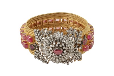 Lot 232 - A pink tourmaline and diamond bracelet