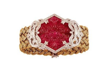 Lot 225 - A pink tourmaline and diamond bracelet