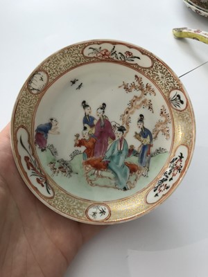 Lot 681 - A PAIR OF CHINESE FAMILLE ROSE CUPS AND SAUCERS.