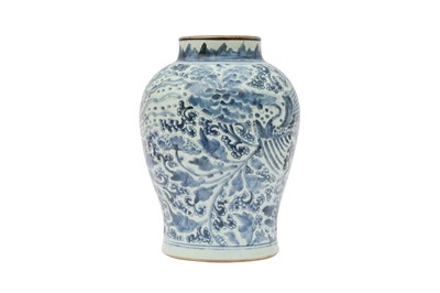 Lot 226 - A CHINESE BLUE AND WHITE BALUSTER 'PHOENIX' VASE.
