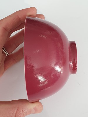 Lot 202 - A CHINESE RUBY PINK ENAMELLED BOWL.