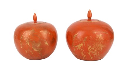 Lot 462 - A PAIR OF CHINESE ORANGE PORCELAIN JARS, LATE 19TH CENTURY
