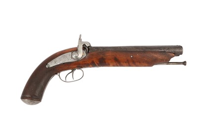 Lot 327 - A DOUBLE-BARRELED PERCUSSION PISTOL, 19TH CENTURY