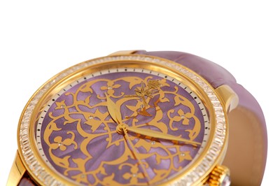 Lot 1 - A RARE WILLIAM & SON UNISEX 18K YELLOW GOLD AND DIAMOND AUTOMATIC WRISTWATCH WITH THE CREST OF OMAN