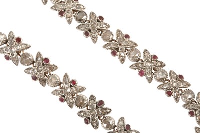 Lot 51 - A ruby and diamond necklace and earring suite, circa 1830's