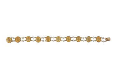 Lot 25 - A late Victorian citrine and pearl bracelet