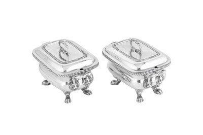 Lot 566 - A pair of George III Scottish sterling silver sauce tureens, Edinburgh 1803 by James McKay