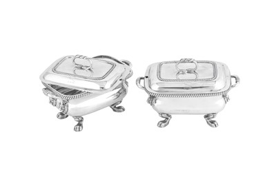Lot 566 - A pair of George III Scottish sterling silver sauce tureens, Edinburgh 1803 by James McKay