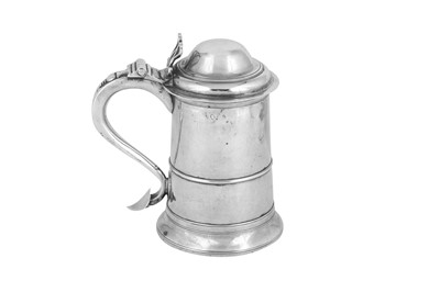 Lot 586 - A George III provincial sterling silver tankard, Newcastle 1792 by John Langlands and John Robertson