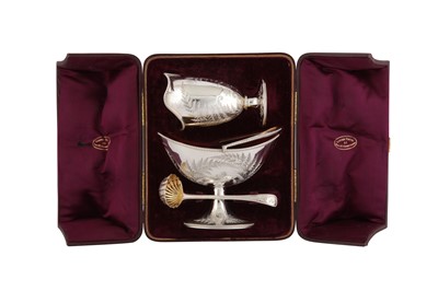 Lot 532 - A cased Victorian sterling silver strawberry set, London 1869 by Daniel and Charles Houle