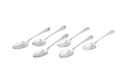Lot 358 - A set of six late 18th century American silver tablespoons, Baltimore circa 1785 by Standish Barry (1763-1844)
