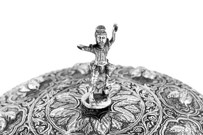 Lot 172 - An early 20th century Burmese unmarked silver betel box, probably provincial circa 1920