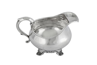 Lot 580 - A William IV provincial sterling silver milk jug, York 1835 by James Barber and William North