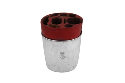 Lot 662 - A George II sterling silver canteen or travelling beaker, London 1732 by Francis Pages (reg. 1729)