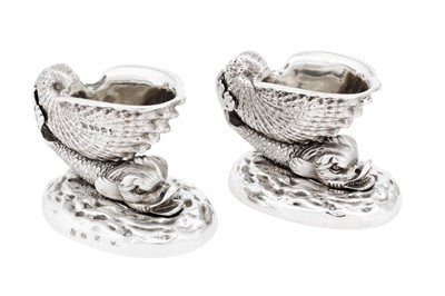 Lot 606 - A pair of heavy Victorian cast sterling silver salts, Sheffield 1841 by John Knowles & Son