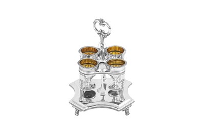 Lot 612 - A George III sterling silver egg cruet, the stand London 1816 by John Edward Terry