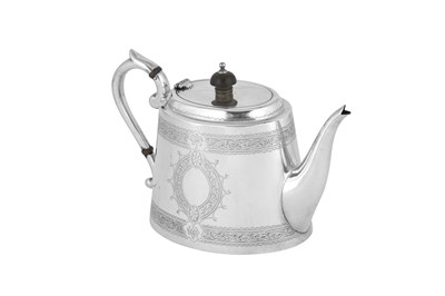 Lot 95 - A late 19th century Indian Colonial silver teapot, Madras circa 1900 by T.R. Tawker and Sons