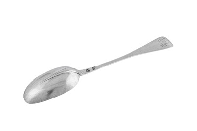 Lot 415 - A George I provincial silver tablespoon, Winchester circa 1715 by William Webb II