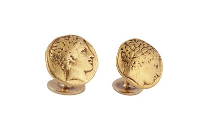 Lot 4 - A pair of cufflinks composed of two greek coins from Macedonian kingdom