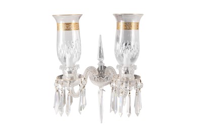 Lot 172 - A PAIR OF SAINT LOUIS CRYSTAL TWIN BRANCH WALL LIGHTS