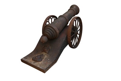 Lot 213 - A CAST IRON GARDEN ORNAMENT IN THE FORM OF A CANNON, LATE 20TH CENTURY