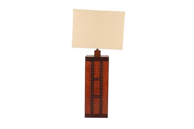Lot 389 - A PETER MARTIN LEATHER TABLE LAMP, CONTEMPORARY