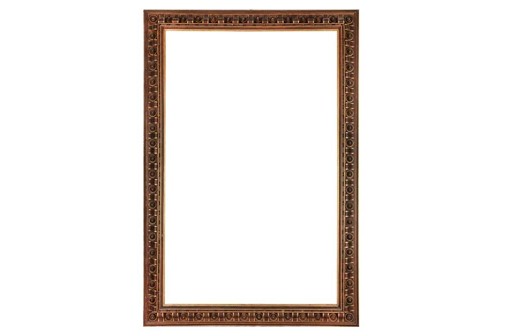 Lot 128 - AN ITALIAN 16TH CENTURY ARCHITECTURAL RENAISSANCE STYLE  (LATE 19TH CENTURY) PARCEL GILT FRAME OF LARGE PROPORTION