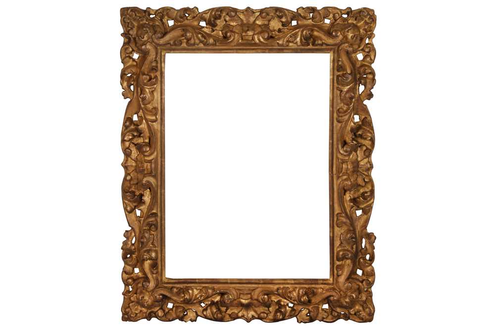 Lot 106 - AN ITALIAN FLORENTINE 17TH CENTURY CARVED, PIERCED AND GILDED REVERSE SECTION FRAME