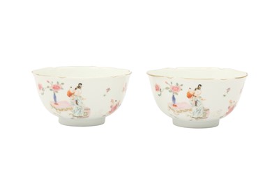 Lot 361 - A PAIR OF CHINESE FAMILLE ROSE LOBED BOWLS.