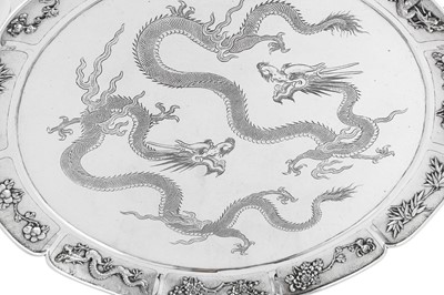 Lot 233 - A large early 20th century Chinese Export silver tray, Canton circa 1910 retailed by Luen Hing of Shanghai